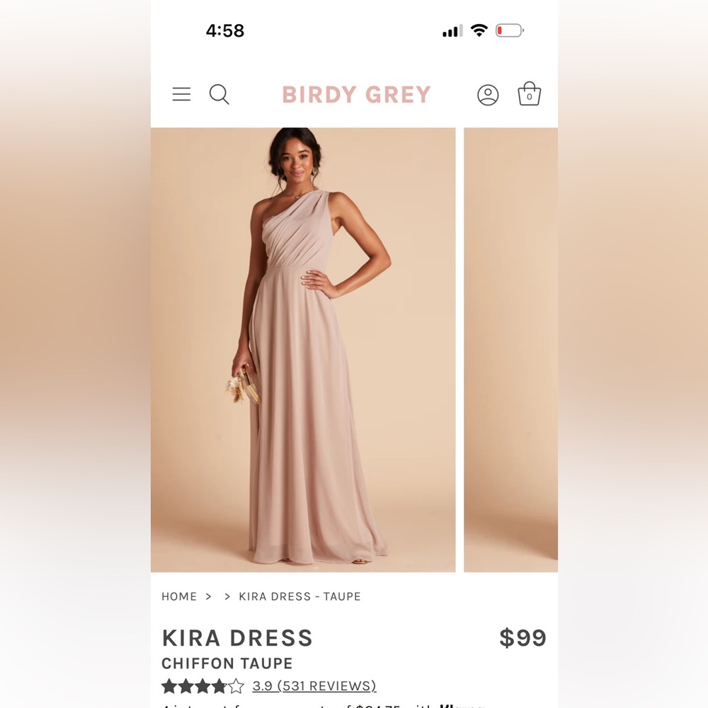 Taupe bridesmaid dress one shoulder